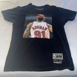 Mitchell & Ness Black Rodman Graphic Tee